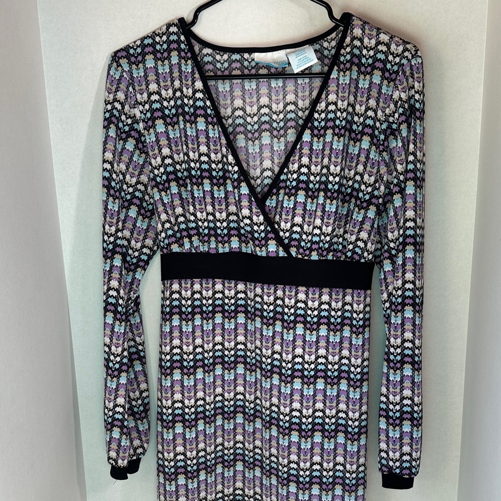 Announcements faux wrap long sleeve top size large 12/14